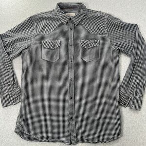 Blue Ranchwear Western pearl Snap Shirt Men’s L Gray black checked gingha Cotton